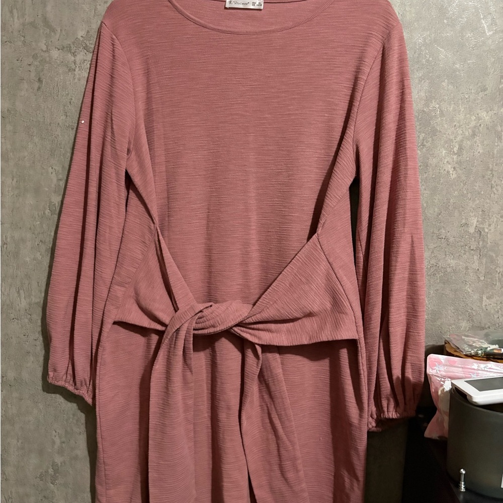Chic Long Sleeve Dress in Dusty Rose